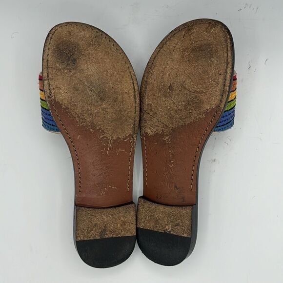 CHRISTIAN DIOR Multicolor Beaded Tarot Card Slide Sandals Size 37.5/ US 7.5 - Picture 8 of 11